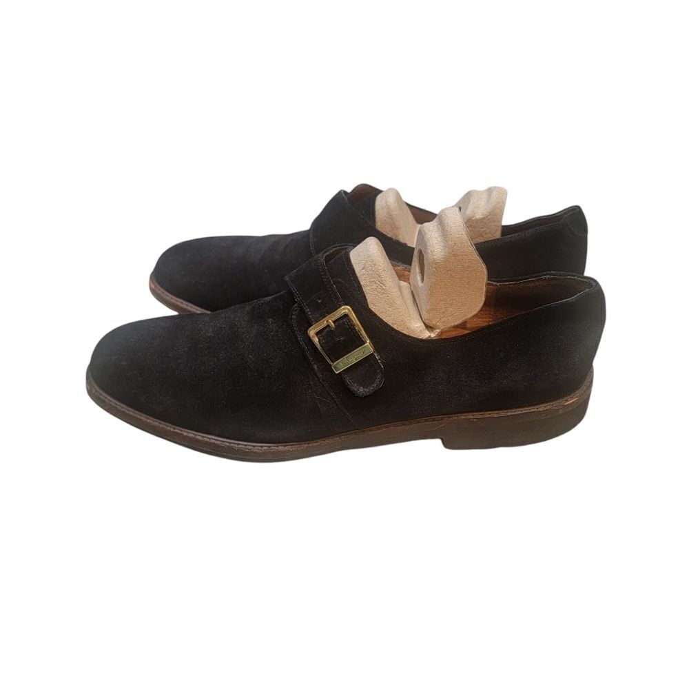 Salvatore Ferragamo Men's Black Suede Monk Strap Shoes. Size 11.5 C. - Picture 3 of 14